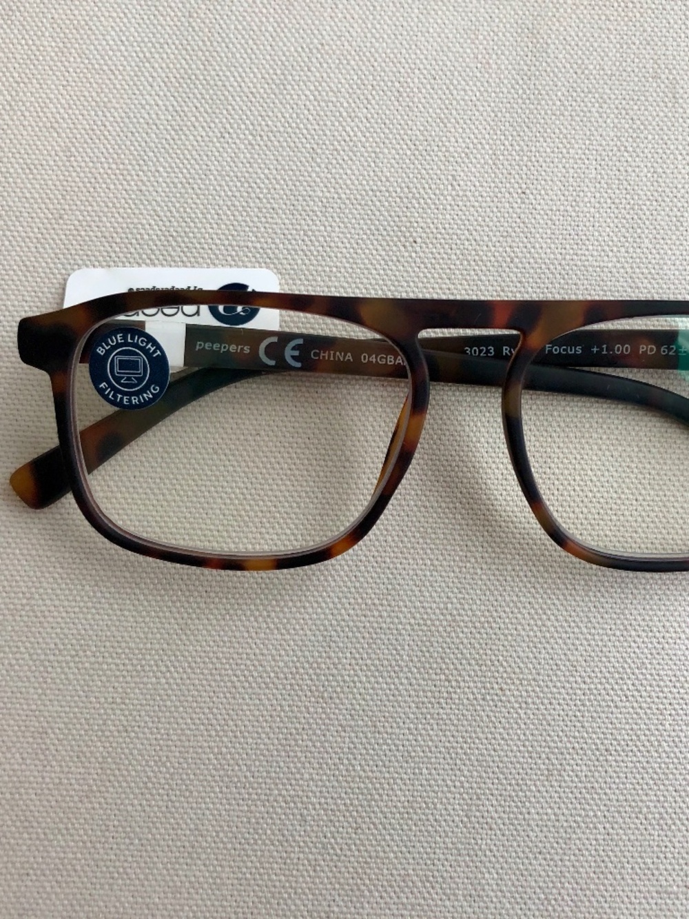 New Peepers Tortoise Aviator Unisex Blue Light Filtering Reading Glasses +1.00